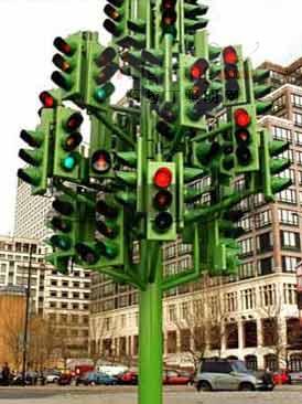 瘋狂路燈 震撼駕車人的雕塑(圖)